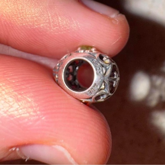 💚 Pandora Green Gem Filigree Heart Charm – Sterling Silver 925 ALE - Picture 2 of 3